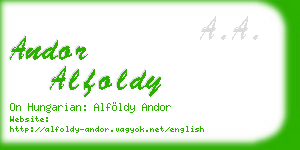 andor alfoldy business card